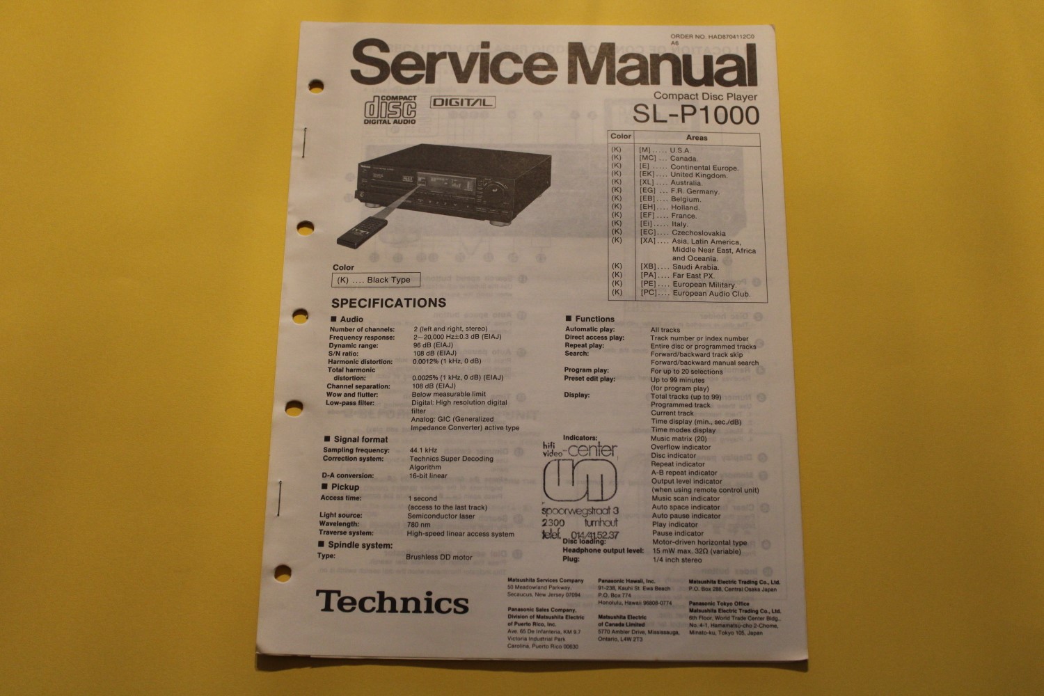Technics SL-P1000 CD-Player Service Manual  			